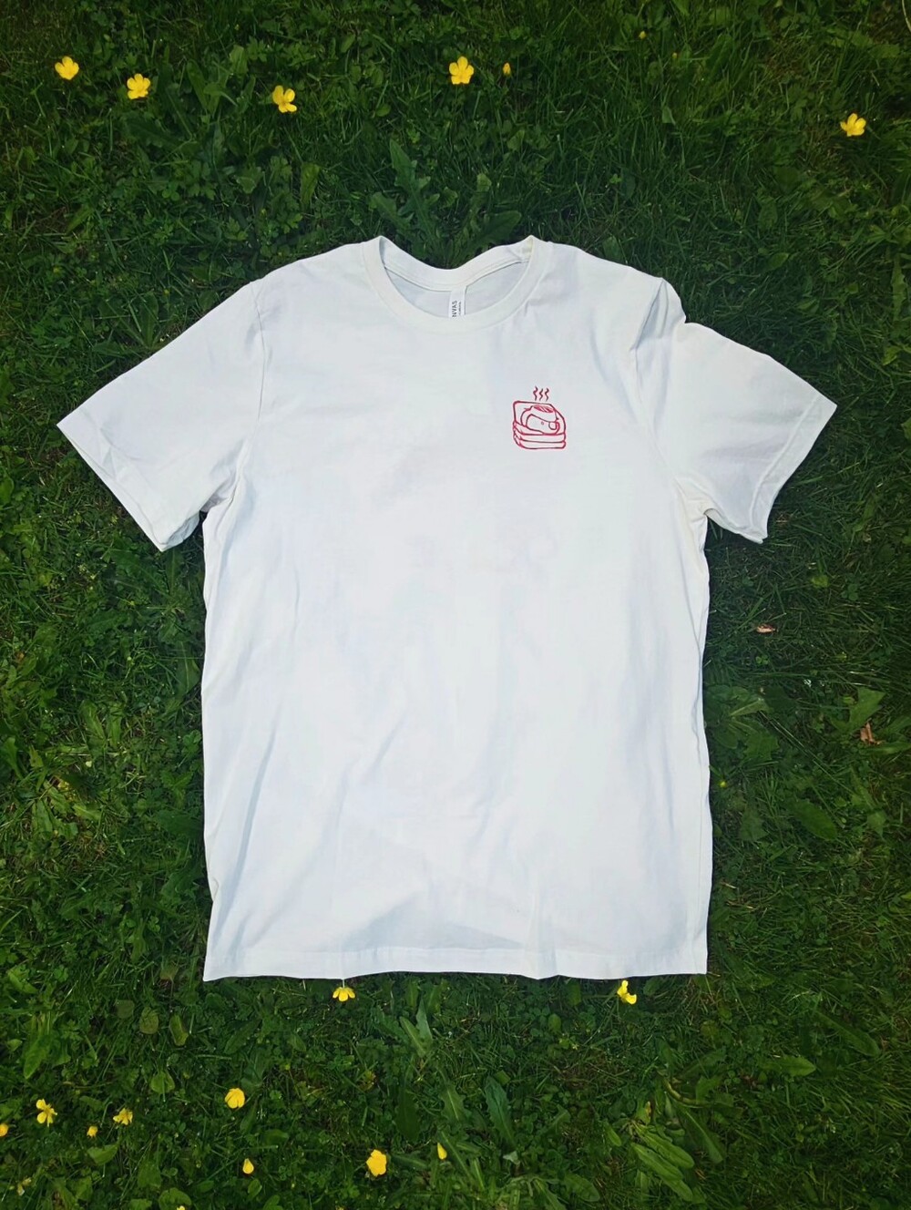 Beige Graphic Tee - Retro Linocut Print